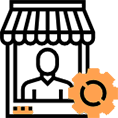 Icon illustrating a home seller.
